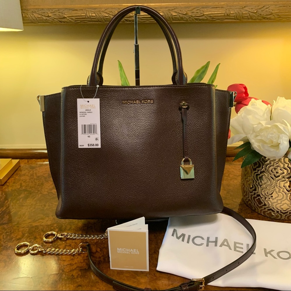 MICHAEL KORS LARGE ARIELLE LEATHER SATCHEL